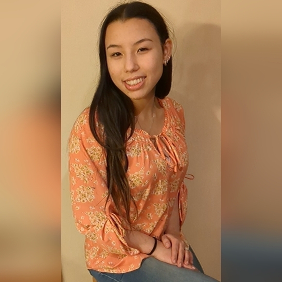 Lc Lauren Conrad Pink White Boho Floral Blouse Small - Picture 3 of 7